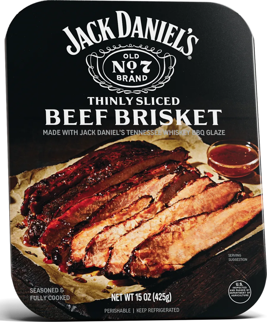 Jack Daniel’s thinly sliced beef brisket package with BBQ glaze
